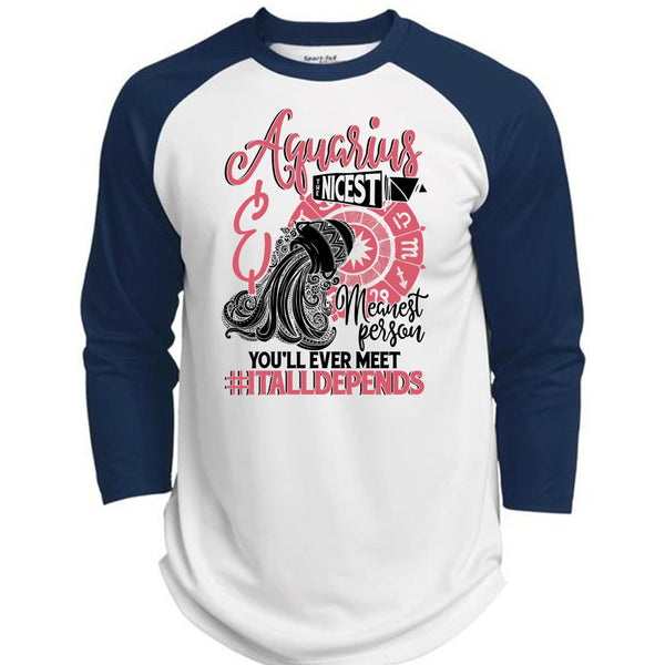 Aquarius Nicest Meanest Person T Shirt, I Love Aquarius T Shirt, Awesome T-Shirts  (Polyester Game Baseball Jersey)