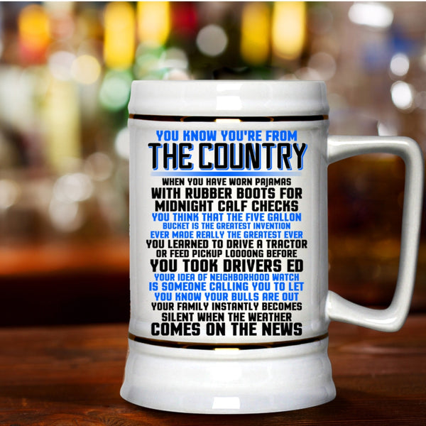 Cute Veterans Beer Stein 22oz, You Know You're From The Country Beer Mug