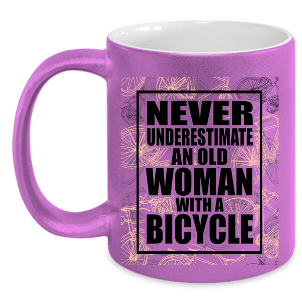 Funny Grandmas Coffee Mug, An Old Woman With A Bicycle Accent Mug