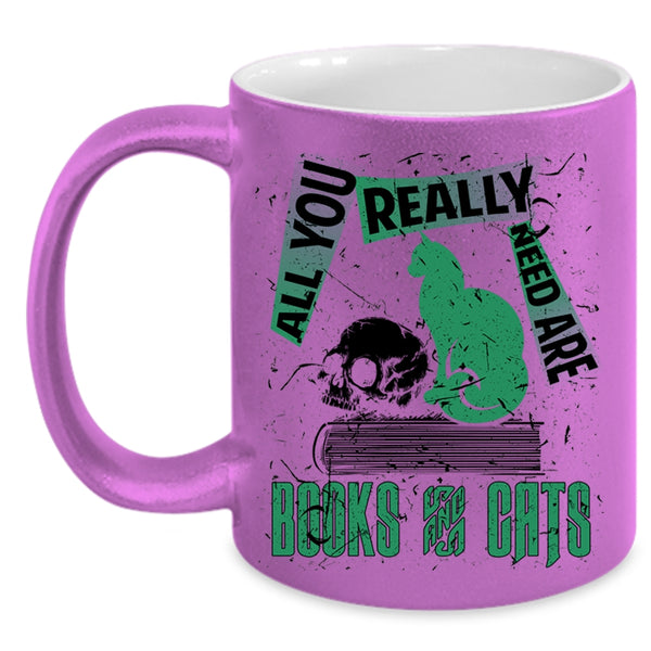 Cute Cat Coffee Mug, All You Really Need Are Books And Cats Accent Mug