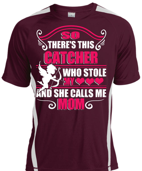 So There's This Catcher Who Stole My Heart T Shirt, She Calls Me Mom T Shirt, Cool Shirt