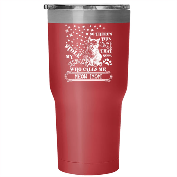 This Cat Kinda Stole My Heart Tumbler 30 oz Stainless Steel, Calls Me Meow Mom Travel Mug