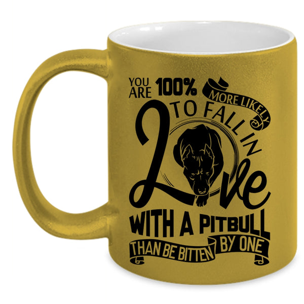 Cute Pitbull Owner Coffee Mug, Fall In Love With A Pitbull Accent Mug