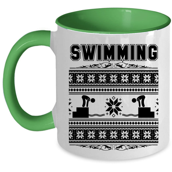Noel Christmas Coffee Mug, Swimming Accent Mug