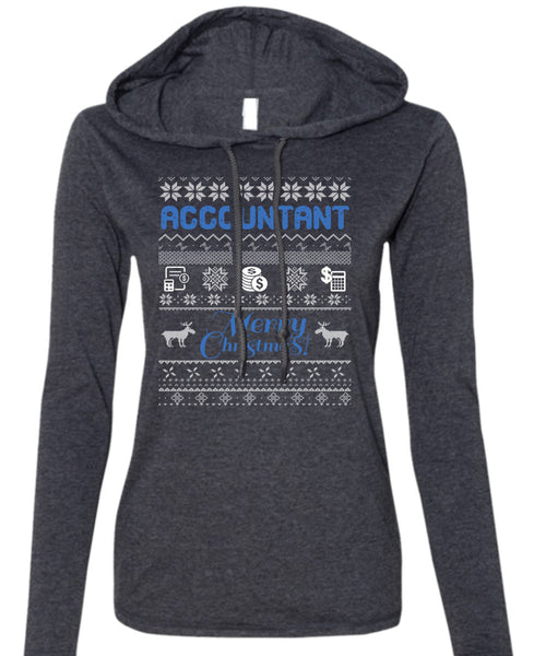 Accountant Merry Christmas T Shirt, Being An Accountant T Shirt (Anvil Ladies Ringspun Hooded)