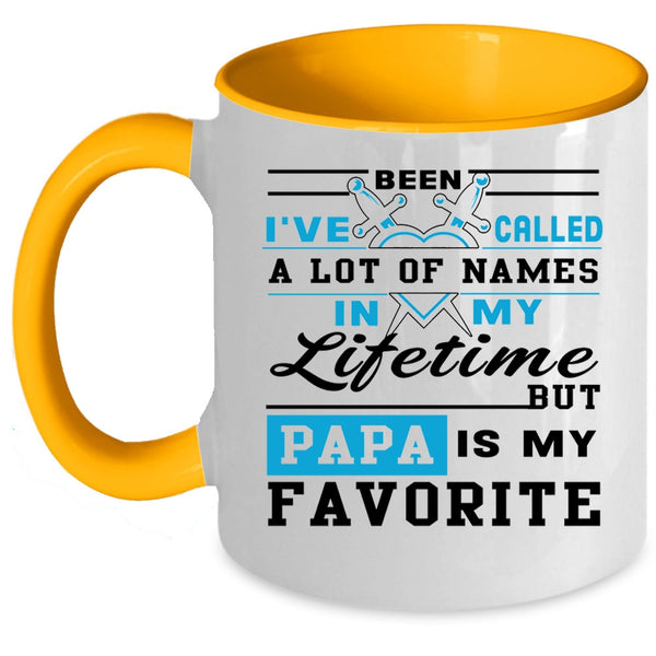 Cool Gift For Dad Coffee Mug, Papa Is My Favorite Name Accent Mug