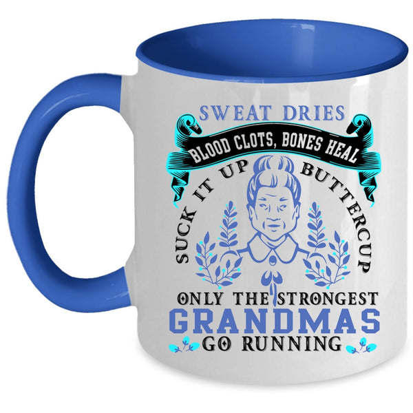 Cute Mom Coffee Mug, Only The Strongest Grandmas Go Running Accent Mug