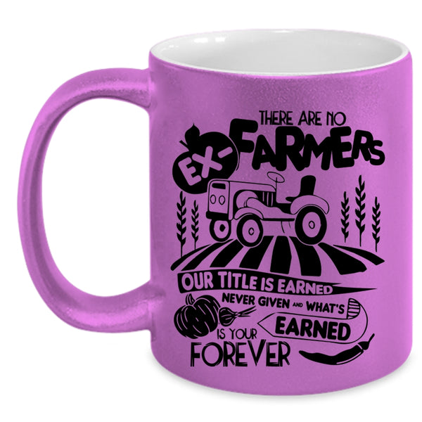 Awesome Farmers Coffee Mug, There Are No Ex-Farmers Accent Mug