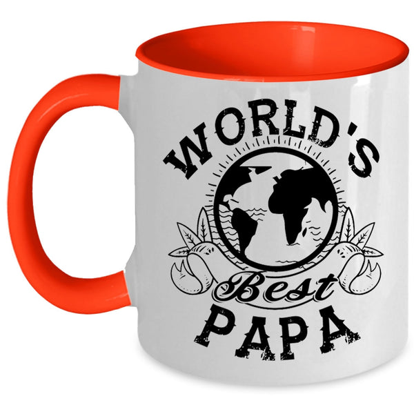 Awesome Gift For Papa Coffee Mug, World's Best Papa Accent Mug