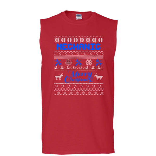 Mechanic Merry Christmas T Shirt, Coolest Mechanic T Shirt, Cool T Shirt (Men's Cotton Sleeveless)