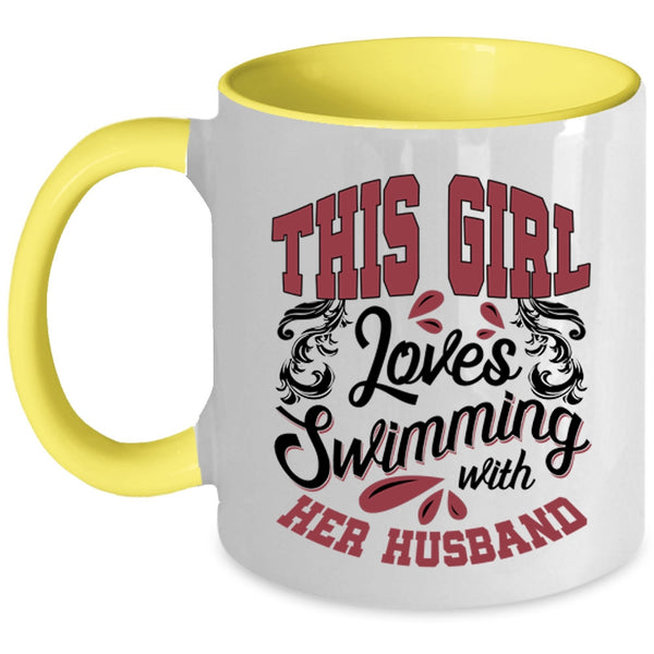 Couple Coffee Mug, This Girl Loves Swimming With Her Husband Accent Mug