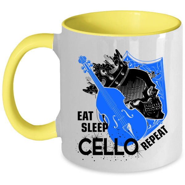 Cool Cello Player Coffee Mug, Eat Sleep Cello Repeat Accent Mug