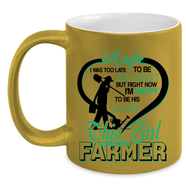 Cute Love Coffee Mug, This Girl Loves Her Farmer Accent Mug