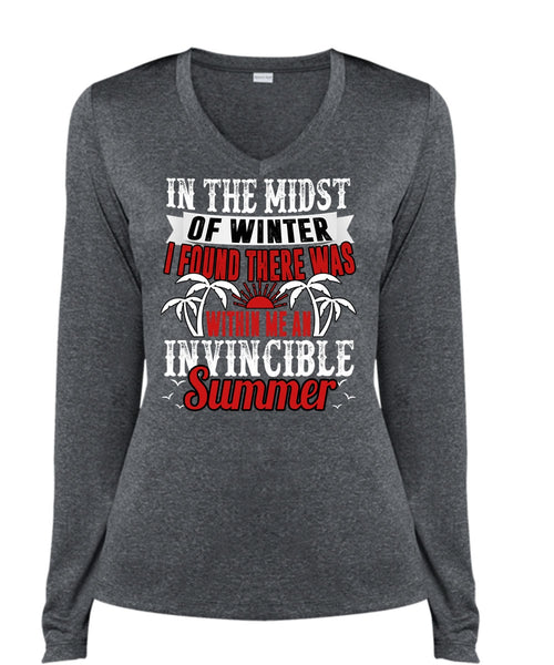 Me An Invincible Summer T Shirt, Being A Fisher T Shirt, Cool Shirt (Ladies LS Heather V-Neck)