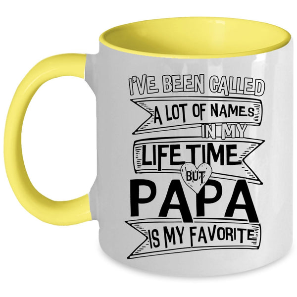 Cute Papa Coffee Mug, Papa Is My Favorite Name Accent Mug