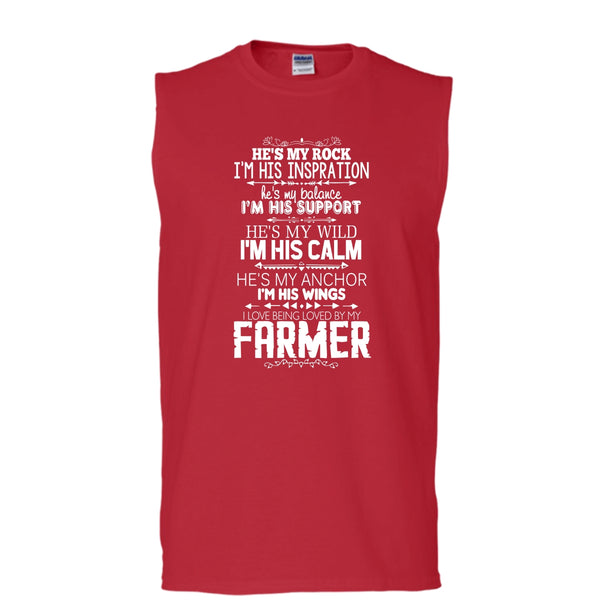 He Is My Rock T Shirt, I Love Being Loved By My Farmer T Shirt, Cool T Shirt (Men's Cotton Sleeveless)