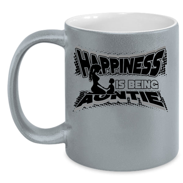 Cute Aunt Coffee Mug, Happiness Is Being Auntie Accent Mug