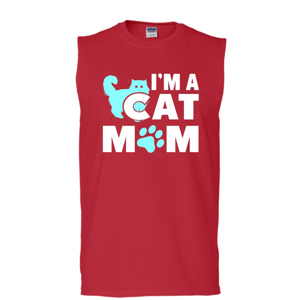 I'm Cat Mom Shirt, I Love My Cat Shirt (Men's Cotton Sleeveless)