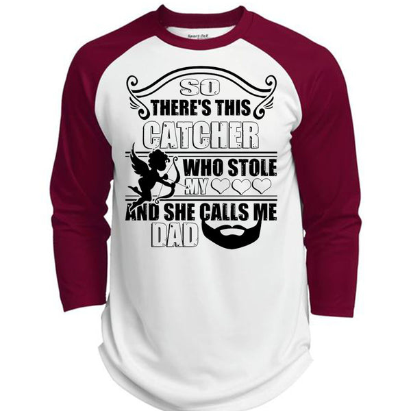 So There's This Catcher Who Stole My Heart T Shirt, Being A Daddy T Shirt, Awesome T-Shirts  (Polyester Game Baseball Jersey)