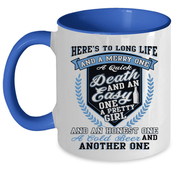 Cold Beer Coffee Mug, Pretty Girl Accent Mug