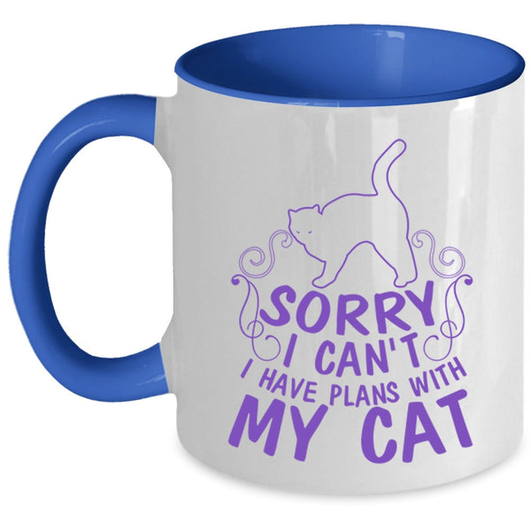 Cute Gift For Cat Lovers Coffee Mug, I Have Plans With My Cat Accent Mug