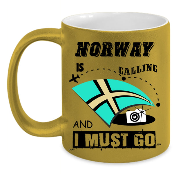 Awesome Traveler Coffee Mug, Norway Is Calling And I Must Go Accent Mug
