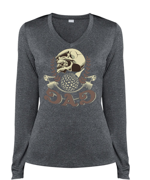 Being A Papa T Shirt, I Love Papa T Shirt, Cool Shirt (Ladies LS Heather V-Neck)