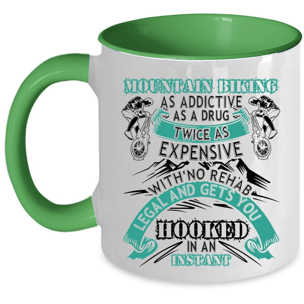 Funny Mountain Bikers Coffee Mug, Mountain Biking As Addictive Accent Mug