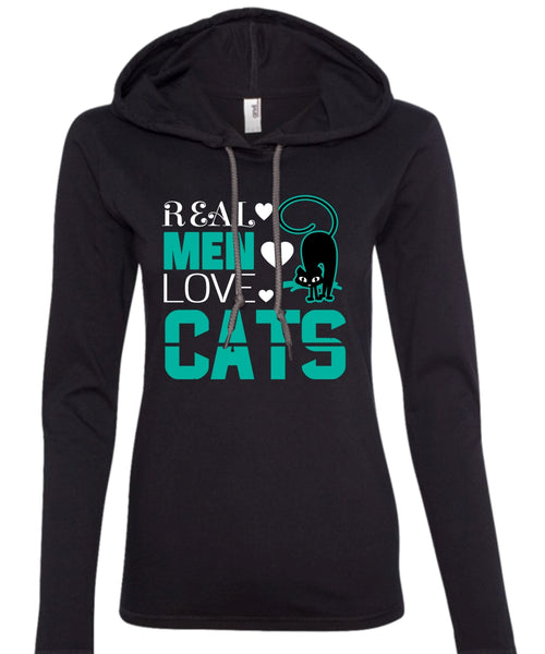 Real Men Love Cats T Shirt, My Pets T Shirt, My Favorite T Shirt (Anvil Ladies Ringspun Hooded)
