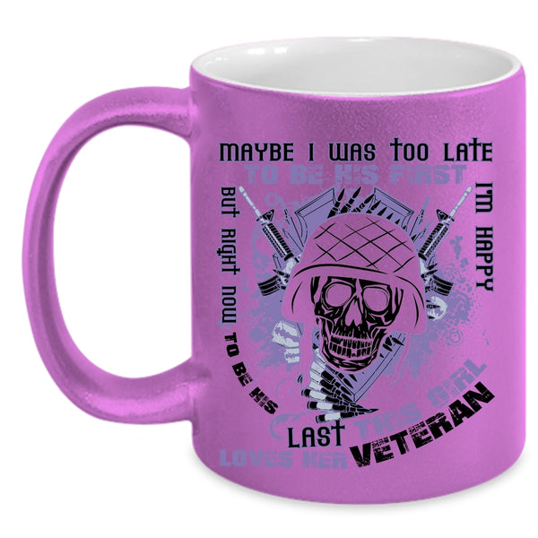 Cute Veteran's Wife Coffee Mug, This Girl Loves Her Veteran Accent Mug