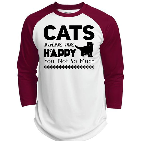 Cats Make Me Happy T Shirt, I Love Cat T Shirt, Cool Pets T Shirt  (Polyester Game Baseball Jersey)