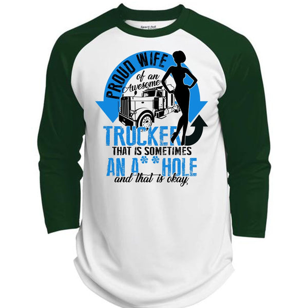 Proud Wife Of An Awesome Trucker T Shirt, I Love Trucking T Shirt, Awesome T-Shirts  (Polyester Game Baseball Jersey)