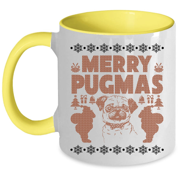 Christmas Gift For Pug Lover Coffee Mug, Merry Pugmas Accent Mug