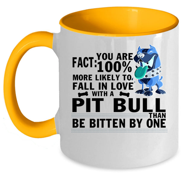 Cute Pitbull Lover Coffee Mug, Fall In Love With A Pit Bull Accent Mug