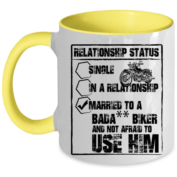 Married To A Biker Coffee Mug, Relationship Status Accent Mug