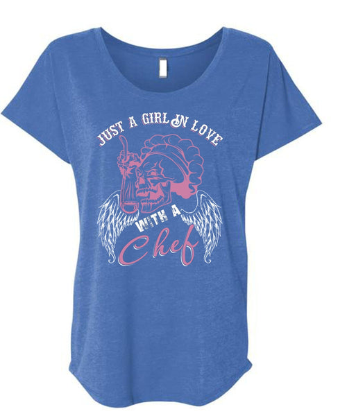 Just A Girl In Love With A Chef T Shirt, Being A Chef T Shirt, Cool Shirt (Ladies' Triblend Dolman Sleeve)