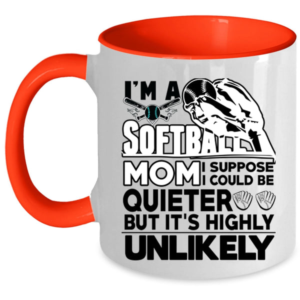 Cute Softball Mom Coffee Mug, I'm A Softball Mom Accent Mug