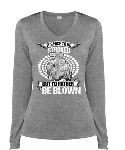 I'd Rather Be Blown T Shirt, Being A Mechanic T Shirt, Cool Shirt (Ladies LS Heather V-Neck)