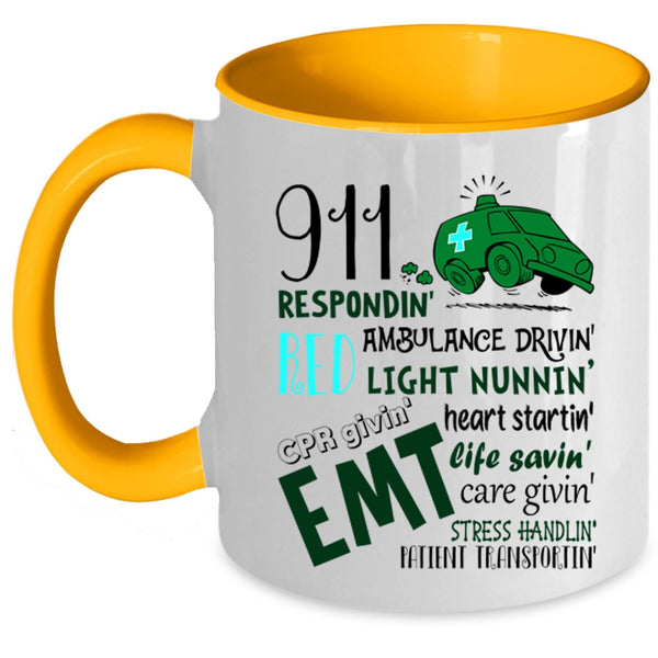 Ambulance Driving Coffee Mug, 911 Responding Accent Mug