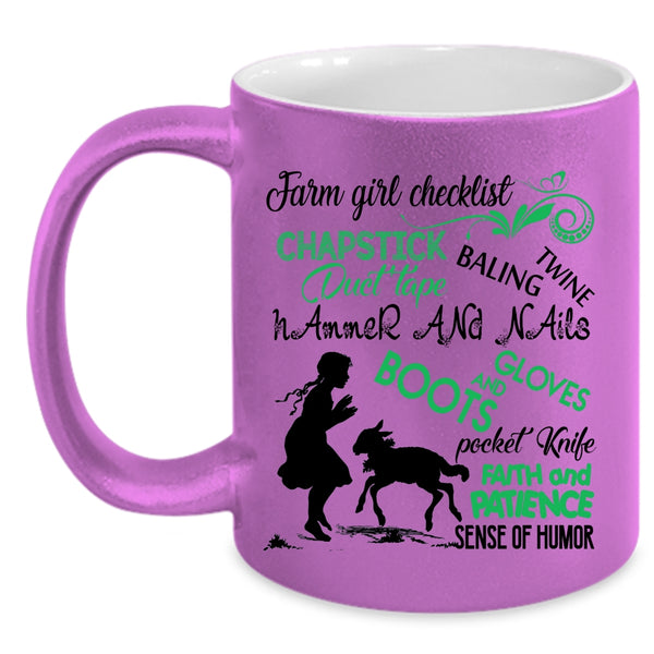 Beautiful Girls Coffee Mug, Farm Girl Checklist Accent Mug