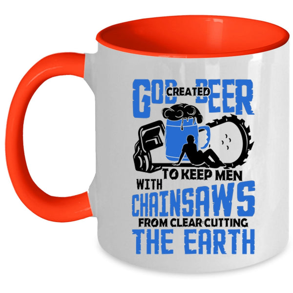 Funny Beer Drinker Coffee Mug, God Created Beer To Keep Men Accent Mug