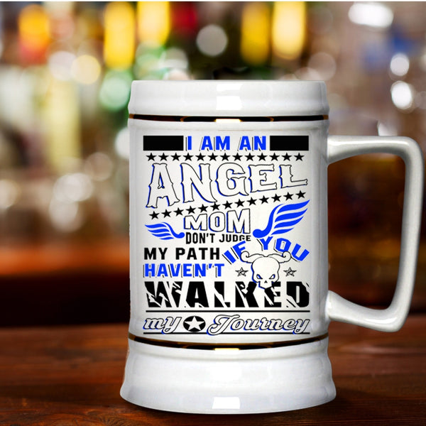 Cool Gift For My Mom Beer Stein 22oz, I Am An Angel Mom Beer Mug