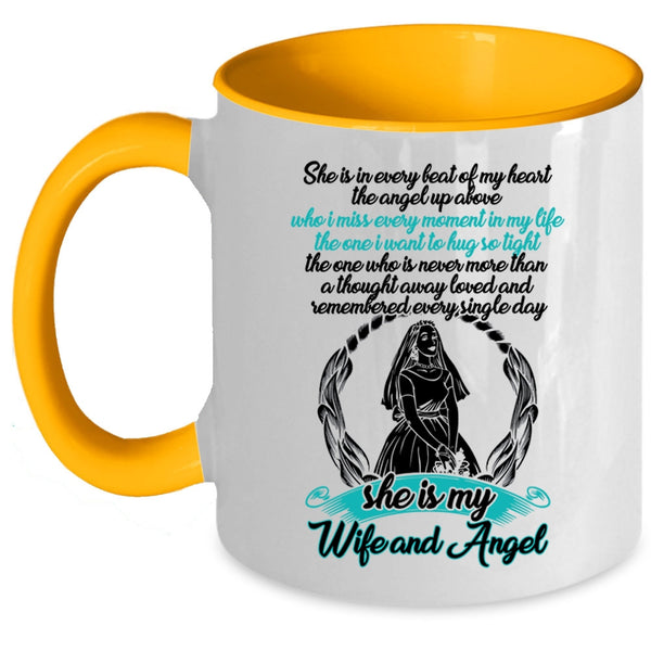 Cool Husband Coffee Mug, She Is My Wife And Angel Accent Mug