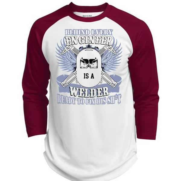 Behind Every Engineer Is A Welder T Shirt, I Love Welding T Shirt, Awesome T-Shirts  (Polyester Game Baseball Jersey)