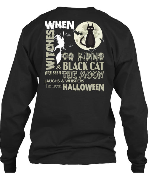 Go Riding And Black Cat Are Seen The Moon T Shirt, Tis Near Halloween T Shirt