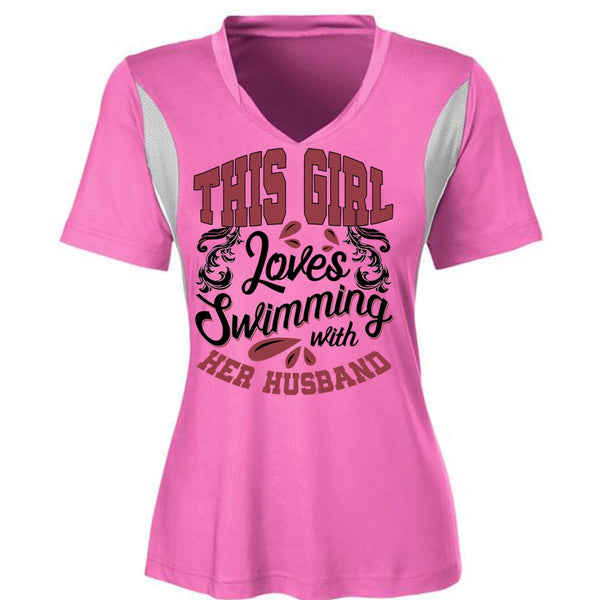 This Girl Loves Swimming With Her Husband T Shirt, I Love Swimming T Shirt, Awesome T-Shirts
