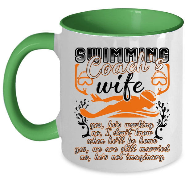 Cool Just Married Coffee Mug, Swimming Coach's Wife Accent Mug