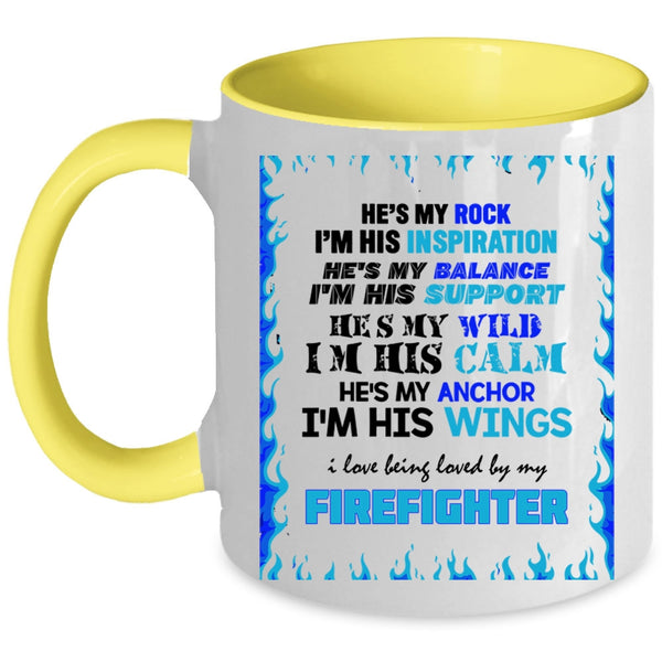 Cool Coffee Mug, I Love Being Loved By My Firefighter Accent Mug