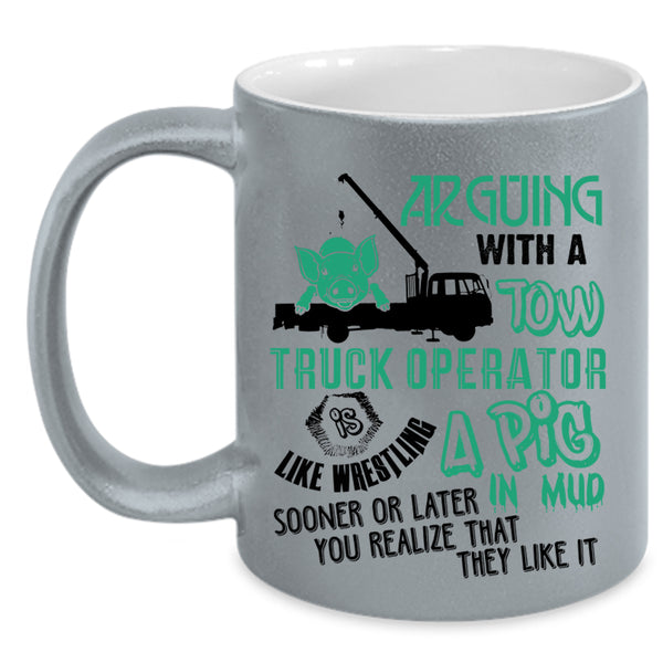Cool Gift For Trucker Coffee Mug, Tow Truck Operator Accent Mug