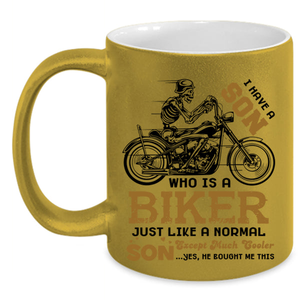 Best Gift For My Son Coffee Mug, My Son Is A Biker Accent Mug